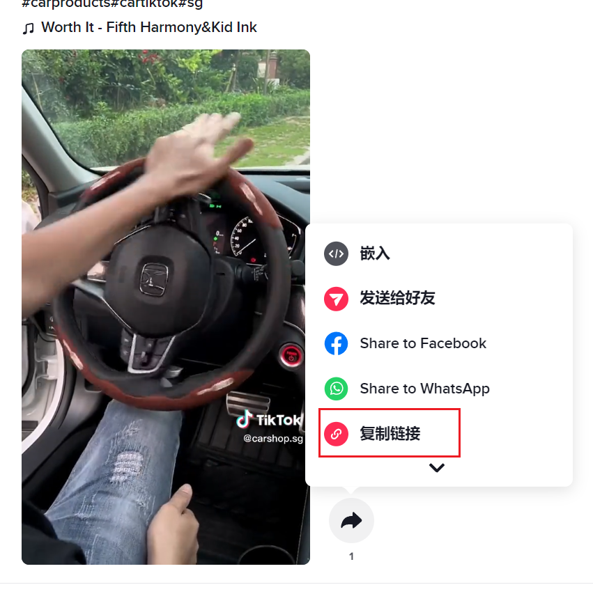 复制分享链接操作截图